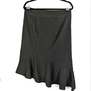 Bisou Bisou Pinstripe Black & White Asymmetrical Skirt sz 10